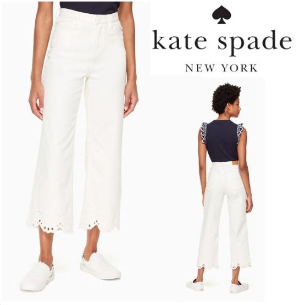KATE SPADE NWT CROPPED PANTS WITH EYELET HEM!